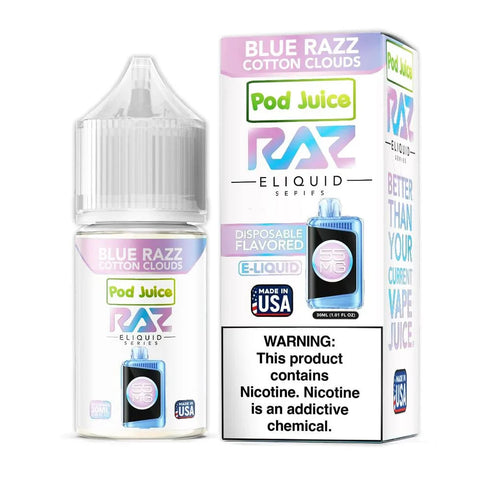 Blue Razz Cotton Clouds SALT - Pod Juice x Raz E-Liquid - 30mL