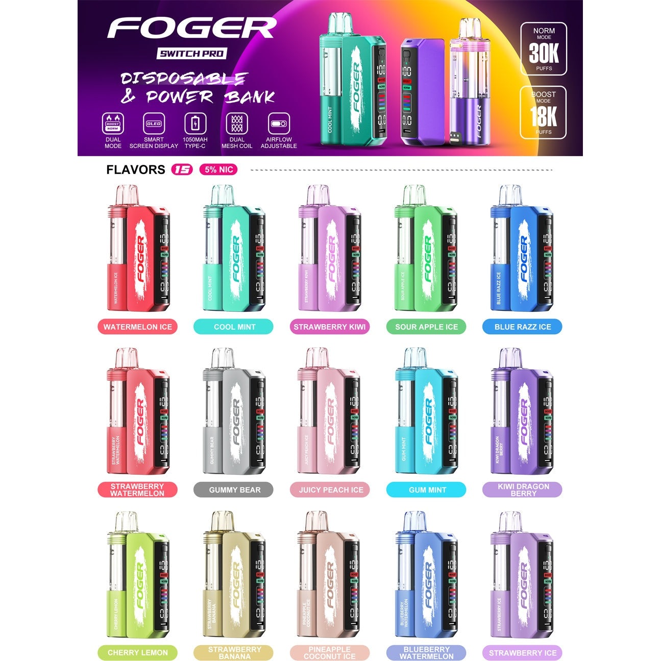 Foger Switch Pro Kit - 30K Puff Pod Based Disposable